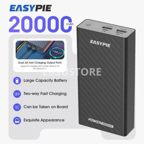 EASYPIE 20000mAh Ultra Slim Power Bank – Fast Charging Dual USB Portable Charger Short Description