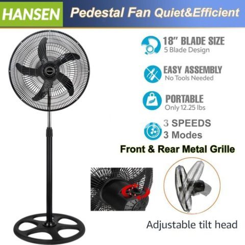 HANSEN 18-Inch Industrial-Level Standing Fan